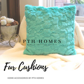 Fur Cushion Cover (Turquoise Blue)